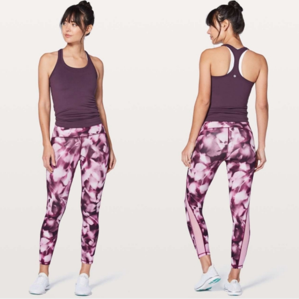 Lululemon Train Times 7/8 Leggings, Blush Blossom Alpine White Candy Pink